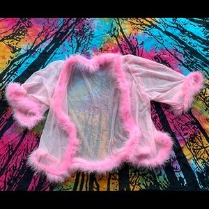 Fluffy mesh robe/top
